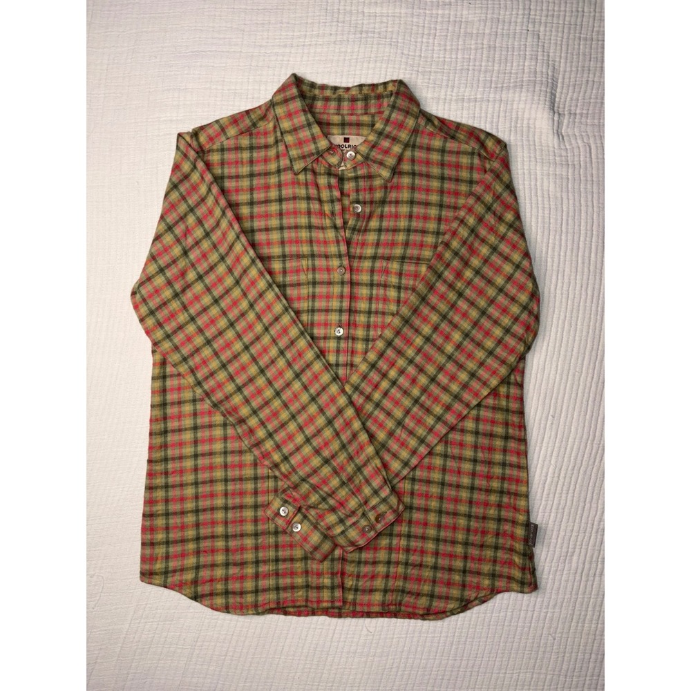 Woolrich Womens Red Green Plaid Cotton Flannel Button Down Shirt Size S Petite
